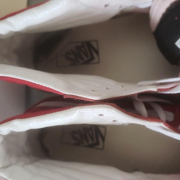 Vans red hightop skate shoes mens 9 1/2 - Picture 5 of 6